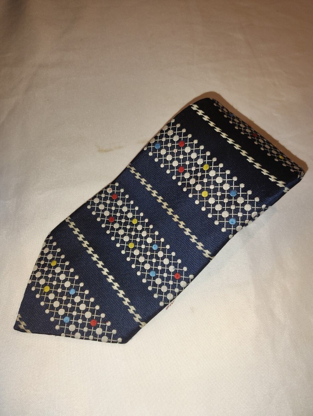 Vintage Sears The Mens Store 1970s Geometric Dots & Lines Polyester Necktie